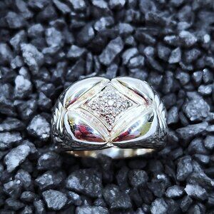 Scott Kay .925 Diamond Basket Weave Ring Sz 7